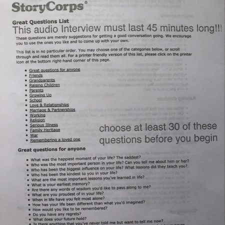 Story corps- mom interview