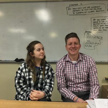 Math teacher Mr.Huff gets interviewed by student Chloe Stroud