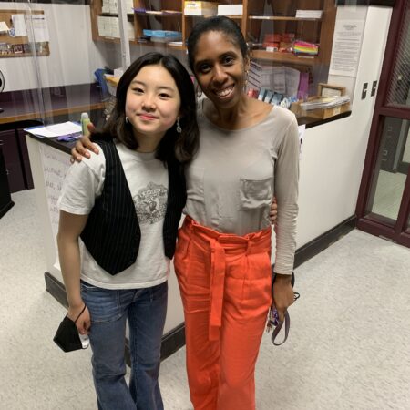 Student Alessandra Woo with Rachel Skerritt, the first person of color head of school, at the oldest school in the country, Boston Latin.
