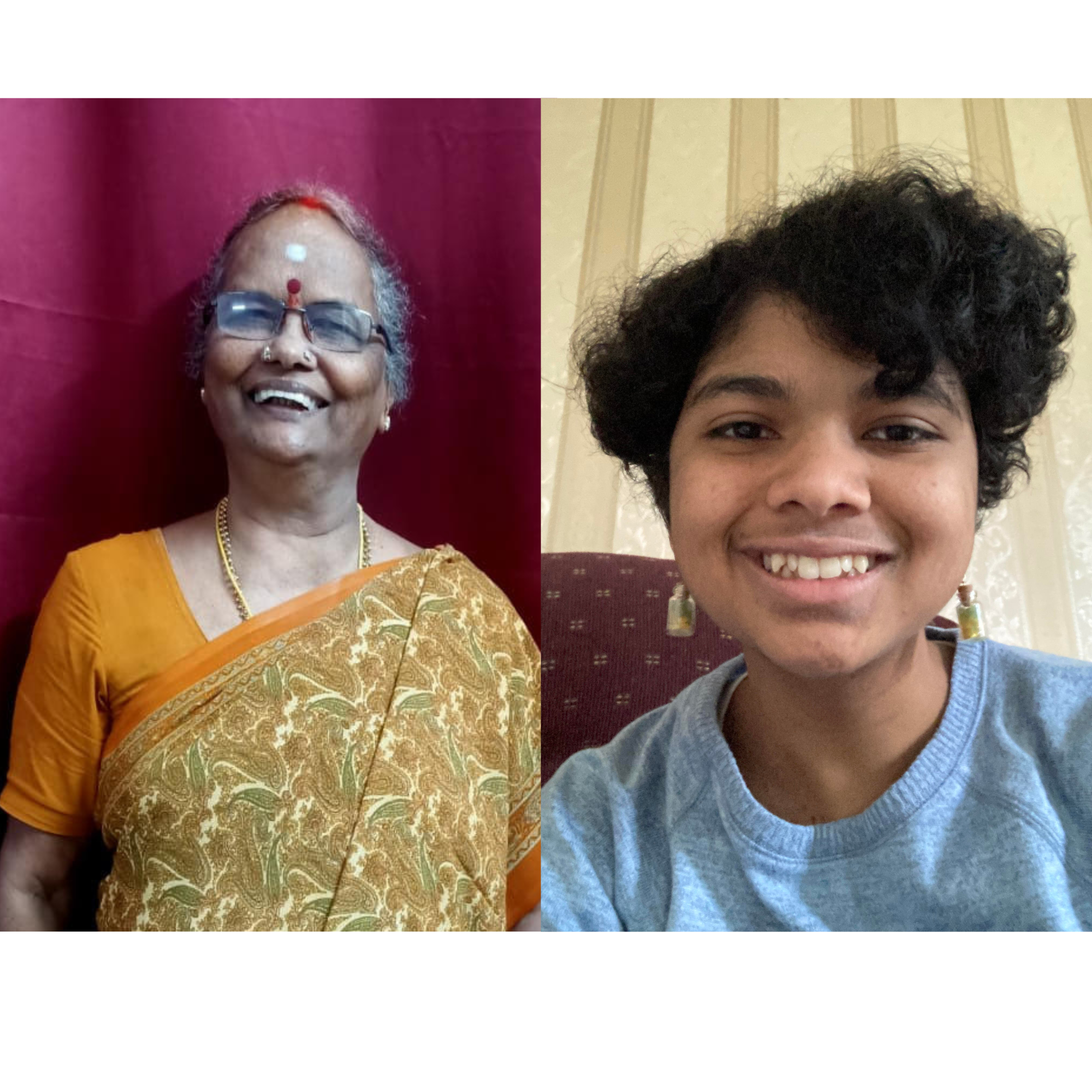 Aditi Iyer (14) interviews her grandmother in India, Shantha Dhandapani (70) about her upbringing and her previous jobs.